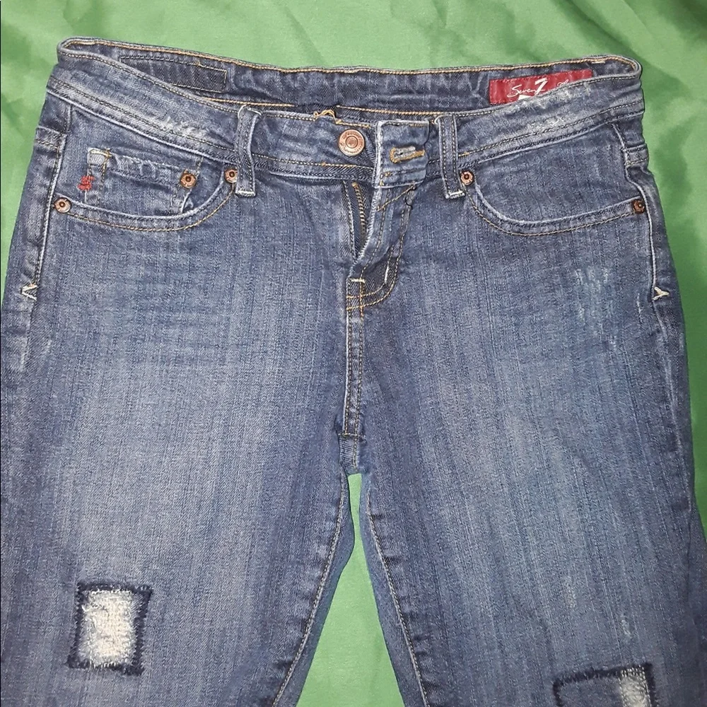 SEVEN7 Distressed Patch Jeans - Picture 2 of 8